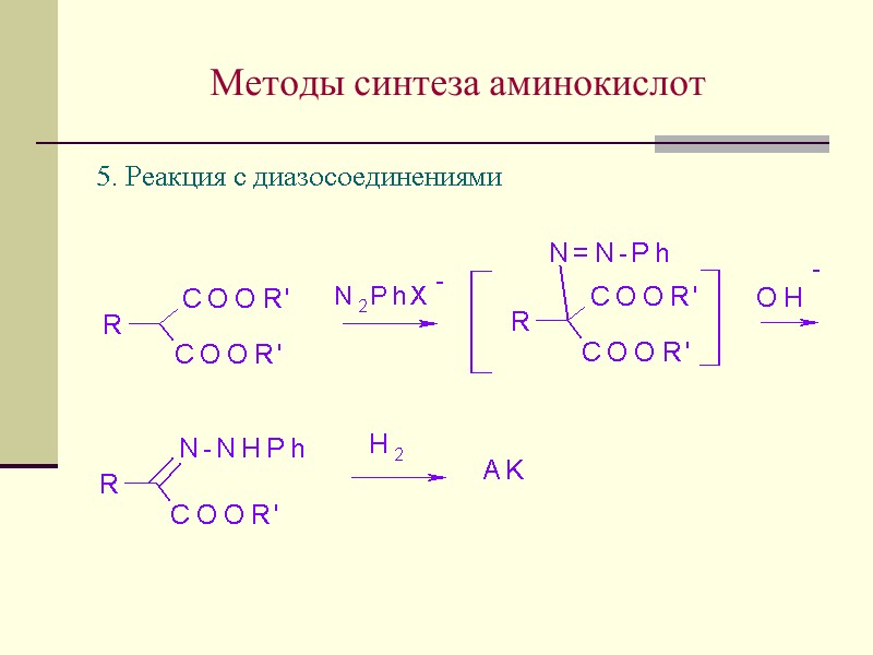 Методы синтеза аминокислот 5. Реакция с диазосоединениями